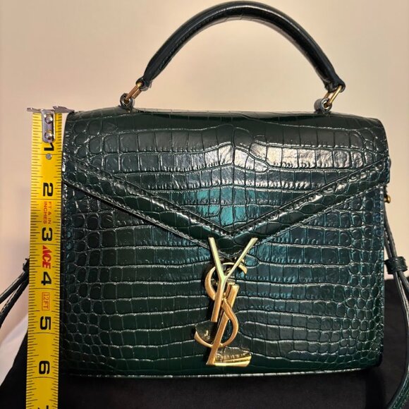 NEW YSL Calfskin Crocodile Embossed Mini Cassandra Gold Hardware with Dust Bag - Picture 6 of 14